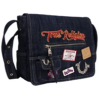 True Religion Multi Patch Denim Messenger Bag