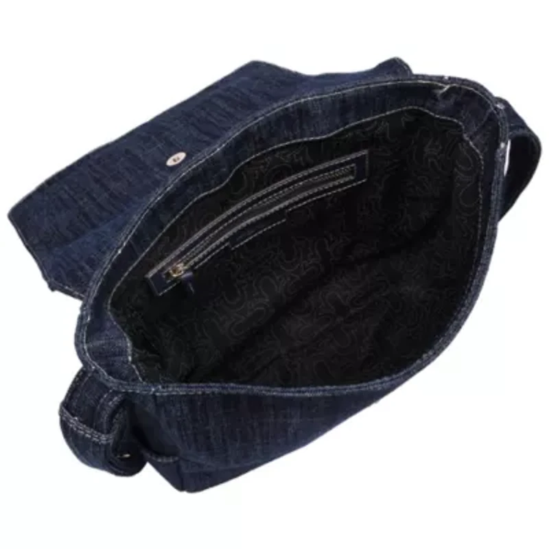 True Religion Multi Patch Denim Messenger Bag
