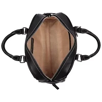 True Religion Brooks Smooth PU Belted Satchel – Women’s Top Handle with Detachable Crossbody Strap (Black)