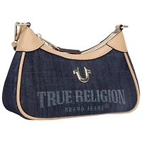 True Religion Blair Denim & PU Shoulder Bag – Logo Mini with Detachable Strap (Denim)