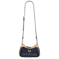 True Religion Blair Denim & PU Shoulder Bag – Logo Mini with Detachable Strap (Denim)