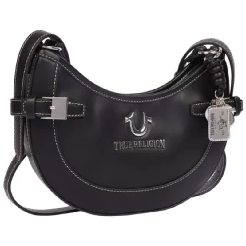 True Religion Blake Smooth PU Belted Hobo Bag – Women’s Faux Leather Shoulder & Crossbody Handbag