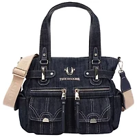 True Religion Zip Top Denim Shoulder Bag