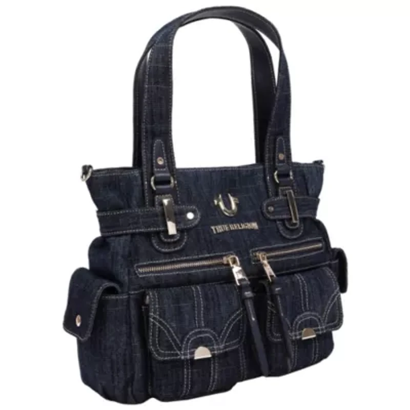 True Religion Zip Top Denim Shoulder Bag