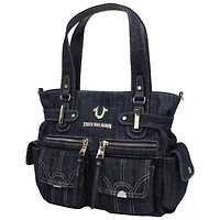 True Religion Zip Top Denim Shoulder Bag