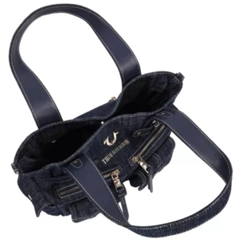 True Religion Zip Top Denim Shoulder Bag