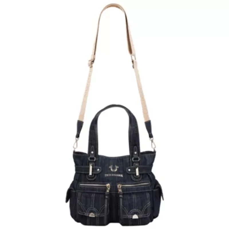 True Religion Zip Top Denim Shoulder Bag