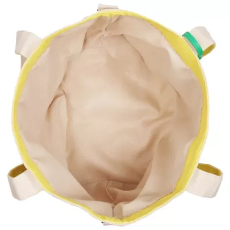 C & C California Citrus Fruit Print Cotton Canvas Tote with Contrast Trim & PU Charm