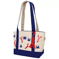 C & C California Lobster & Crab Print Cotton Canvas Tote with Contrast Trim & PU Charm