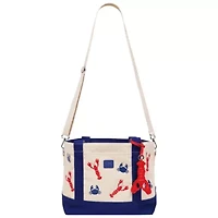 C & C California Lobster & Crab Print Cotton Canvas Tote with Contrast Trim & PU Charm