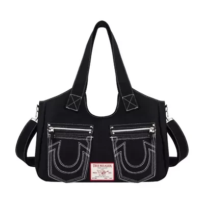 True Religion Horseshoe Stitch BLACK Satchel
