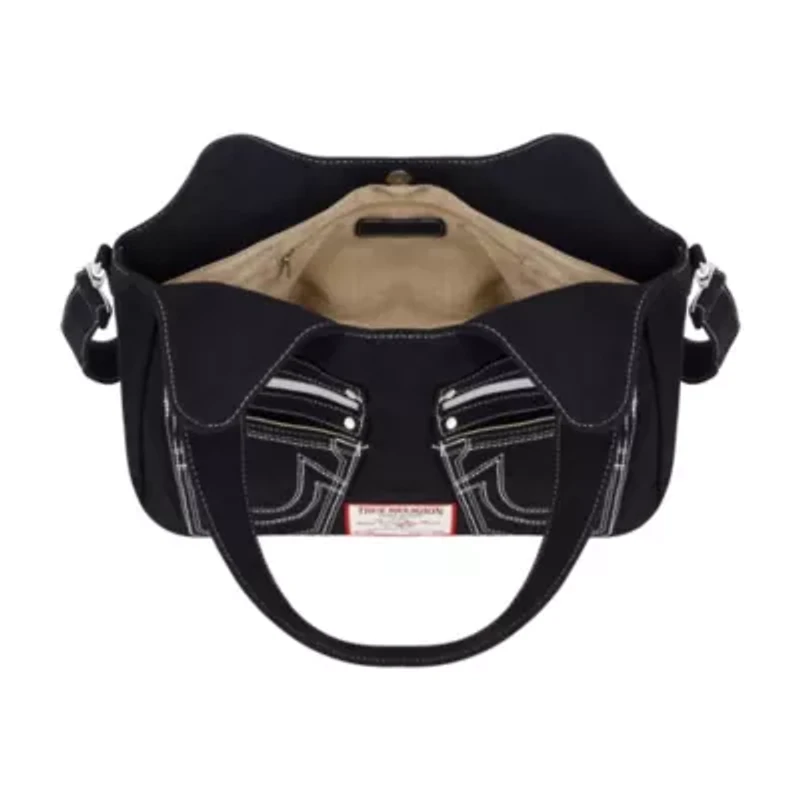 True Religion Horseshoe Stitch BLACK Satchel