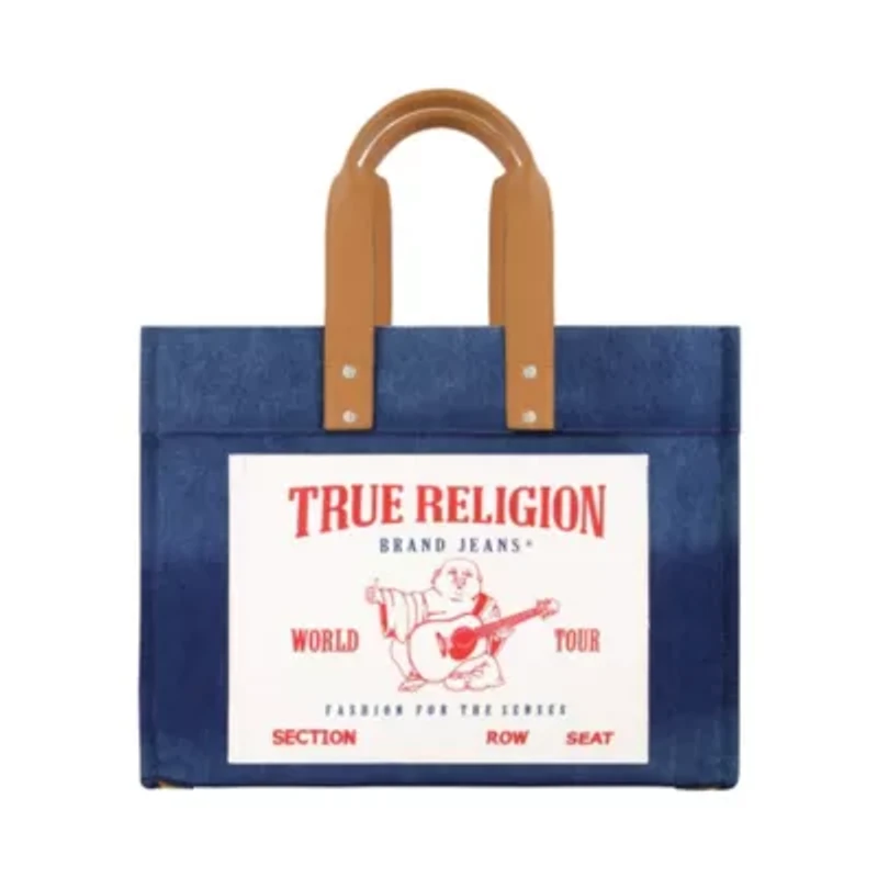 True Religion Large Washed Navy Denim Tote