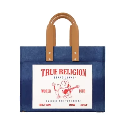 True Religion Large Washed Navy Denim Tote