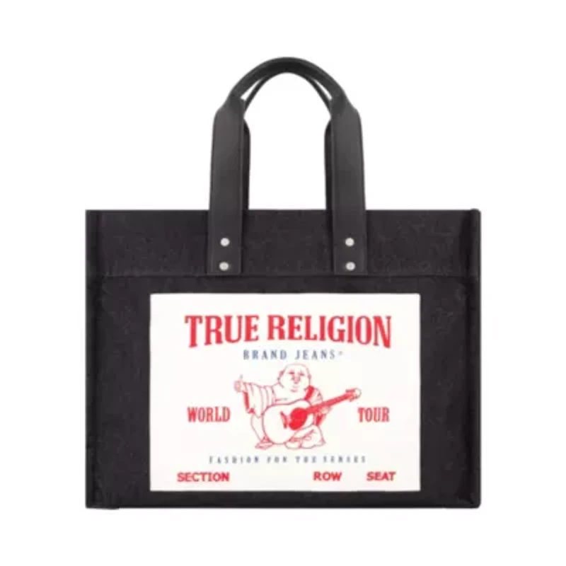 True Religion Large Washed Black Denim Tote