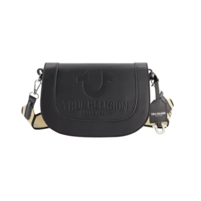 True Religion debossed logo flap shoulder bag