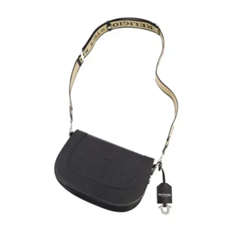 True Religion debossed logo flap shoulder bag