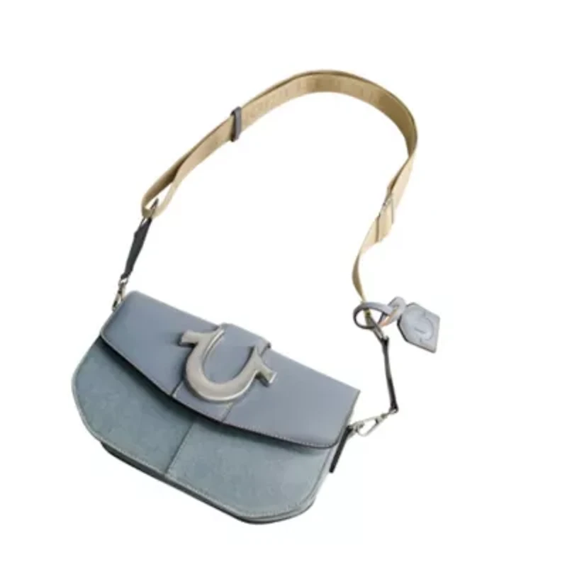 True Religion Denim Saddle Bag with Oversized Horseshoe Logo