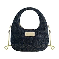 True Religion Women's Quilted Denim Hobo Bag with Gold Detailing