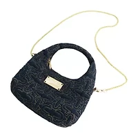 True Religion Women's Quilted Denim Hobo Bag with Gold Detailing