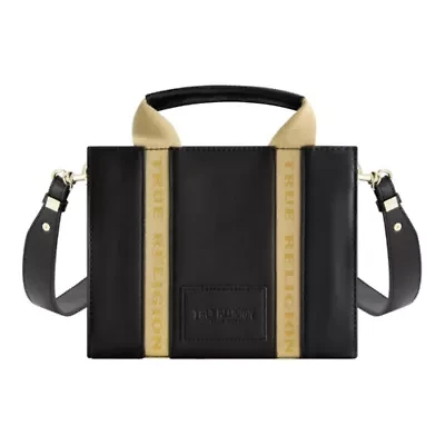 True Religion Licensed Faux Leather Mini Tote Bag with Branded Straps