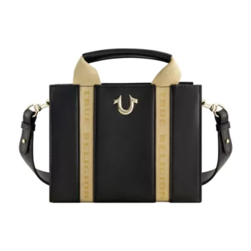 True Religion Licensed Faux Leather Mini Tote Bag with Branded Straps