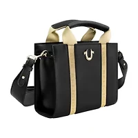 True Religion Licensed Faux Leather Mini Tote Bag with Branded Straps