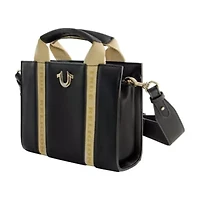True Religion Licensed Faux Leather Mini Tote Bag with Branded Straps