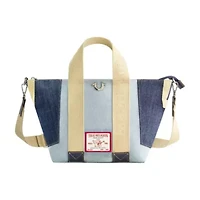 True Religion Licensed Patchwork Denim Tote Bag with Adjustable Strap