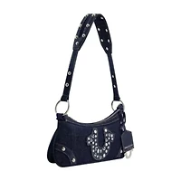STUDDED HORSESHOE DE True Religion Horseshoe Denim shoulder bag
