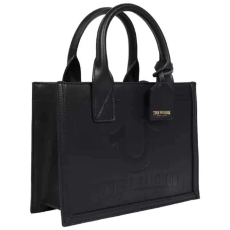 True Religion Debossed Logo Modern Tote with Removable Shoulder Strap