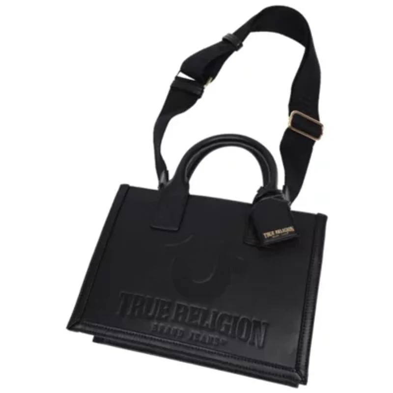 True Religion Debossed Logo Modern Tote with Removable Shoulder Strap