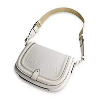 True Religion Distressed Logo Denim Saddle Bag