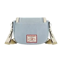 True Religion Distressed Logo Denim Saddle Bag