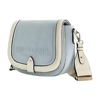 True Religion Distressed Logo Denim Saddle Bag