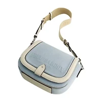 True Religion Distressed Logo Denim Saddle Bag