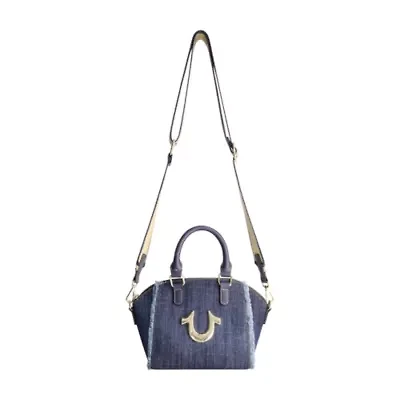 True Religion Frayed Denim Horseshoe Satchel