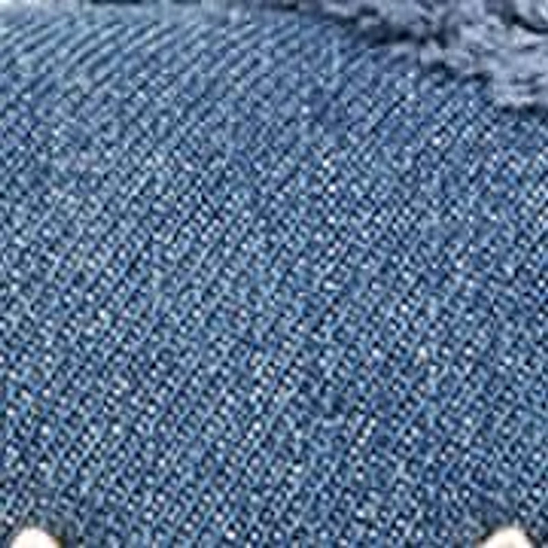 True Religion Frayed Denim Horseshoe Hobo Bag