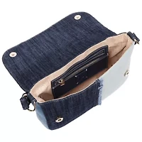 True Religion Frayed Denim Horseshoe Hobo Bag