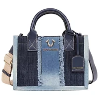 True Religion Frayed Denim Modern Tote with Removable Strap