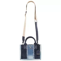 True Religion Frayed Denim Modern Tote with Removable Strap