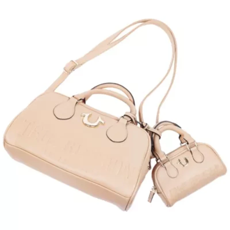 True Religion Logo Satchel with Matching Mini Bag