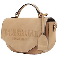 True Religion Trapunto Logo Suede Flap Crossbody