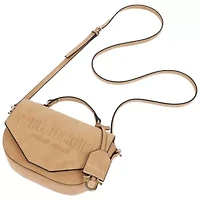 True Religion Trapunto Logo Suede Flap Crossbody