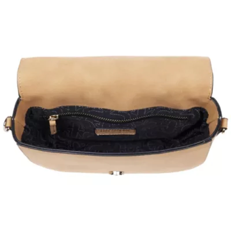 True Religion Trapunto Logo Suede Flap Crossbody