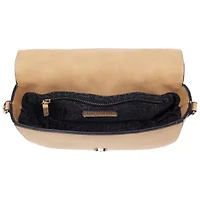 True Religion Trapunto Logo Suede Flap Crossbody