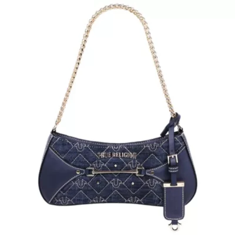 True Religion Studded Denim Chain Shoulder Bag