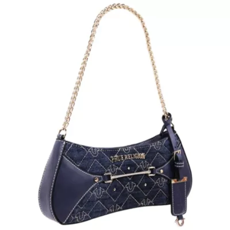 True Religion Studded Denim Chain Shoulder Bag