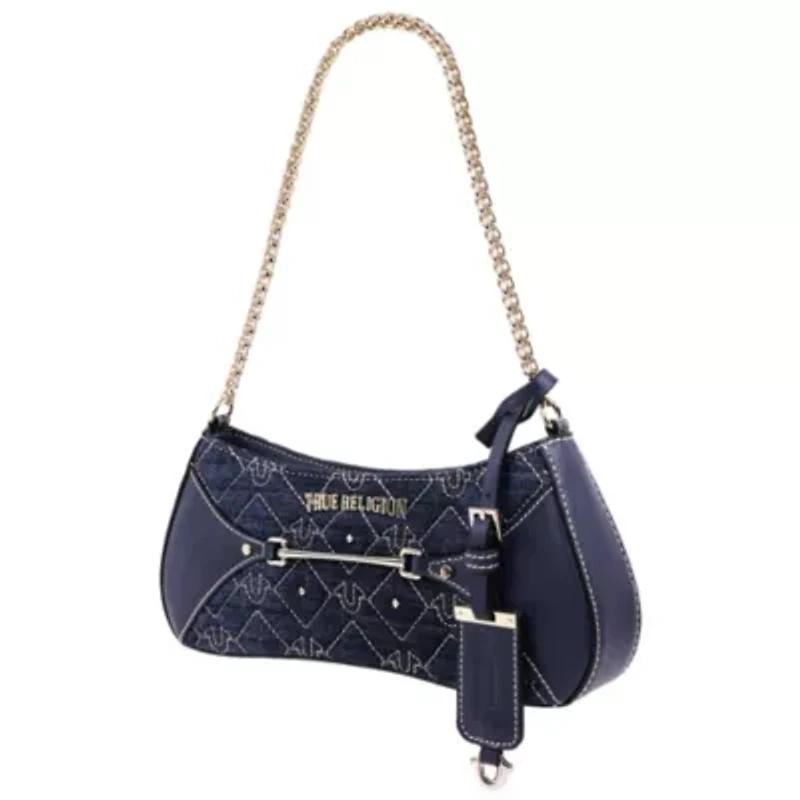 True Religion Studded Denim Chain Shoulder Bag
