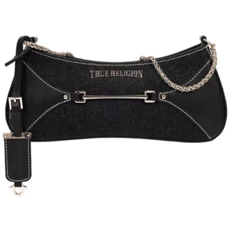 True Religion Studded Denim Chain Shoulder Bag